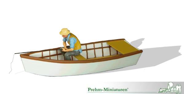 Art.-Nr. 550140 - Ruderboot mit Angler, Neuheit 2019, Das Ruderboot in Kunststoff ist geeignet um weiter auf den See hinaus zu fahren und dort im Lebensbereich der Fischschwrme zu angeln. Der Angler ist ebenfalls aus Kunststoff um die Schwimmfhigkeit zu gewhrleisten.